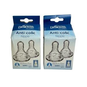 Dr Browns Natural Flow Narrow Nipples Anti Colic 3M+ 2 pack New Lot of 2 Packs